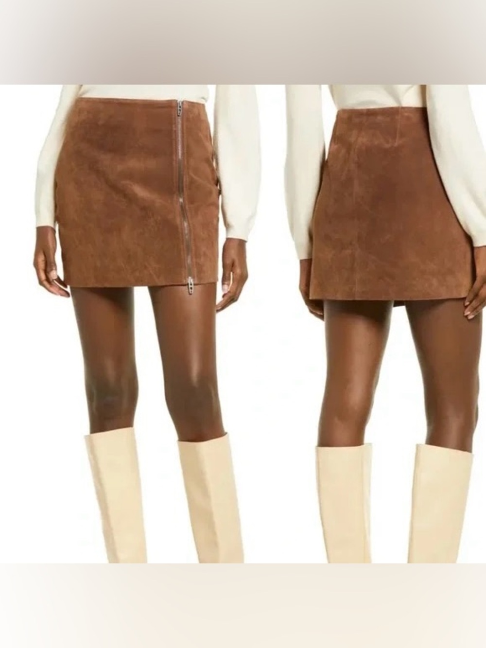 NWT BLANK NYC Suede Zipper Mini Skirt Brown Caramel Macchiato Size 25
